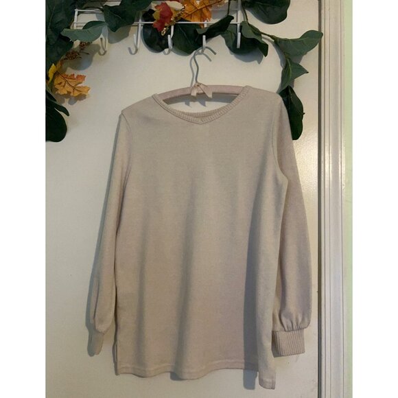 Colortree Paris Graphic Lightweight Sweater Top Women’s Small Beige Eiffel Tower - Picture 2 of 9